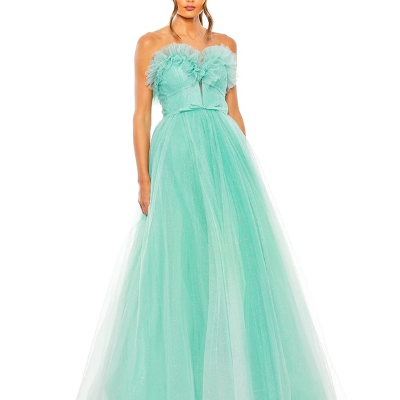 NWT Mac Duggal Aqua Strapless Prom Dress SIZE 4 - Picture 1 of 4